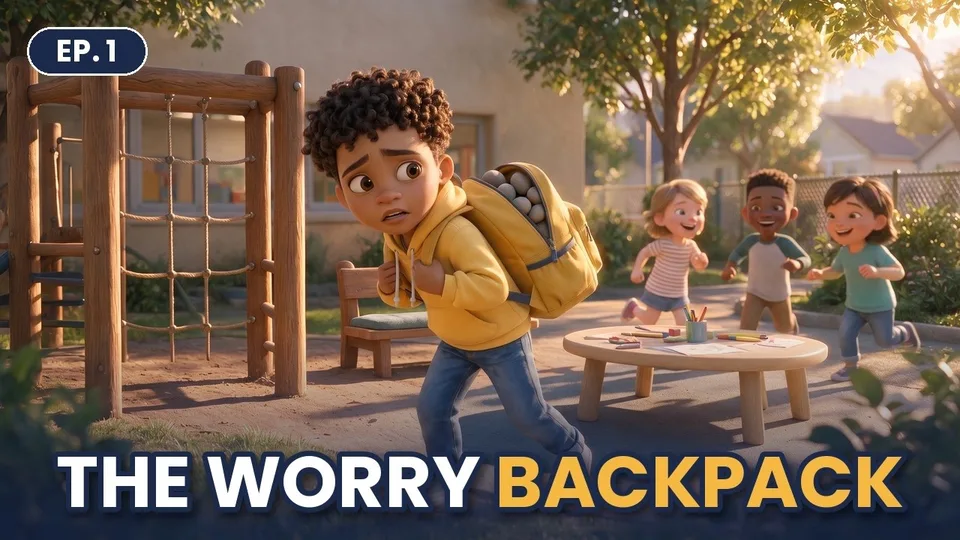 The Worry Backpack thumbnail: LJ straining under a heavy backpack